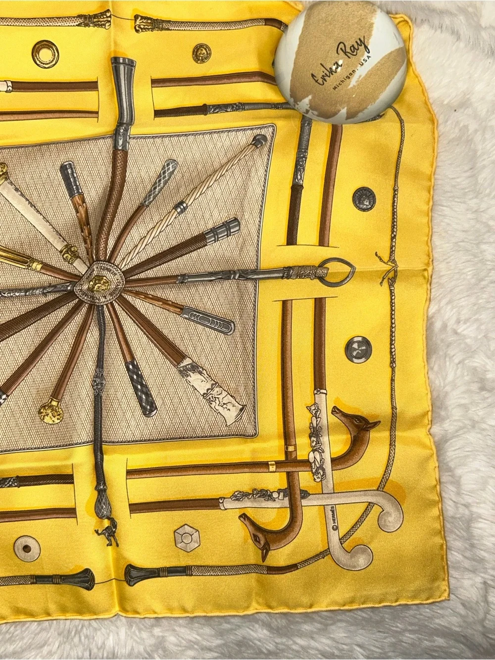 Hermes Yellow La Nature Silk Scarf- GREAT CONDITION